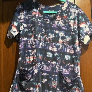 Barco Purple V Neck Scrub Top - Size Large